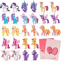Ratebute Valentines Day Gifts for Kids -26Pcs My Little Figures Pony Movie Collection Toy with 26Pcs Cards , Valentine for School Classroom Exchange Gift Party Favors