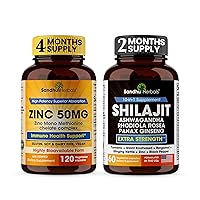 Sandhu Herbals Zinc 50 mg & Shilajit Pure Himalayan 10 in 1 Supplement | Supports Immune, Natural Energy, Overall Wellness| Made in USA