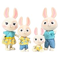 Sunny Days Entertainment Honey Bee Acres The McScampers Rabbit Family, 4 Miniature Doll Figures, Small