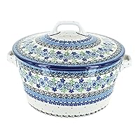 Blue Rose Polish Pottery Eliza Covered Round Baker