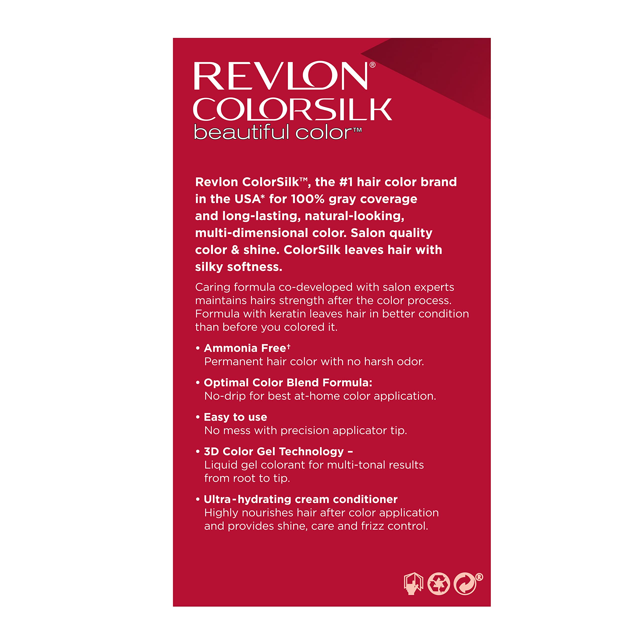 Revlon Permanent Hair Color, Permanent Blonde Hair Dye, Colorsilk with 100% Gray Coverage, Ammonia-Free, Keratin and Amino Acids, Blonde Shades (Pack of 3)