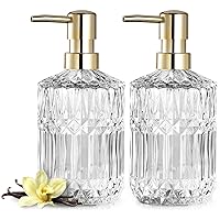 EMPO Clear Glass Soap Dispenser with ABS Plastic Pump, Crystal Lotion Dispensers for Kitchen Sink, Bathroom (2Pack Clear)