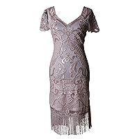 Western Fashion Flapper Short Sleeve Dress with Open Back