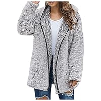 DAGUI Winter Solid Color Plus Fleece Jacket Women's Long-Sleeved Plush Jacket Dark Gray XXL