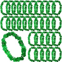 Hawaiian Leis Bulk Luau Party Necklaces Decorations Green Plastic Necklaces Tropical Flower Wreath Party Favors for Birthday Summer Beach Party(200 Pcs)