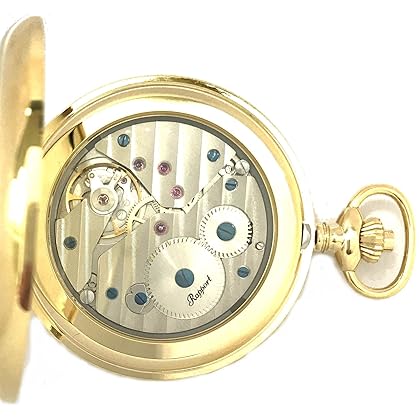 Rapport Vintage Pocket Watch with Chain Classic Oxford Hunter Case Pocket Watch with Sub-Seconds - Gold