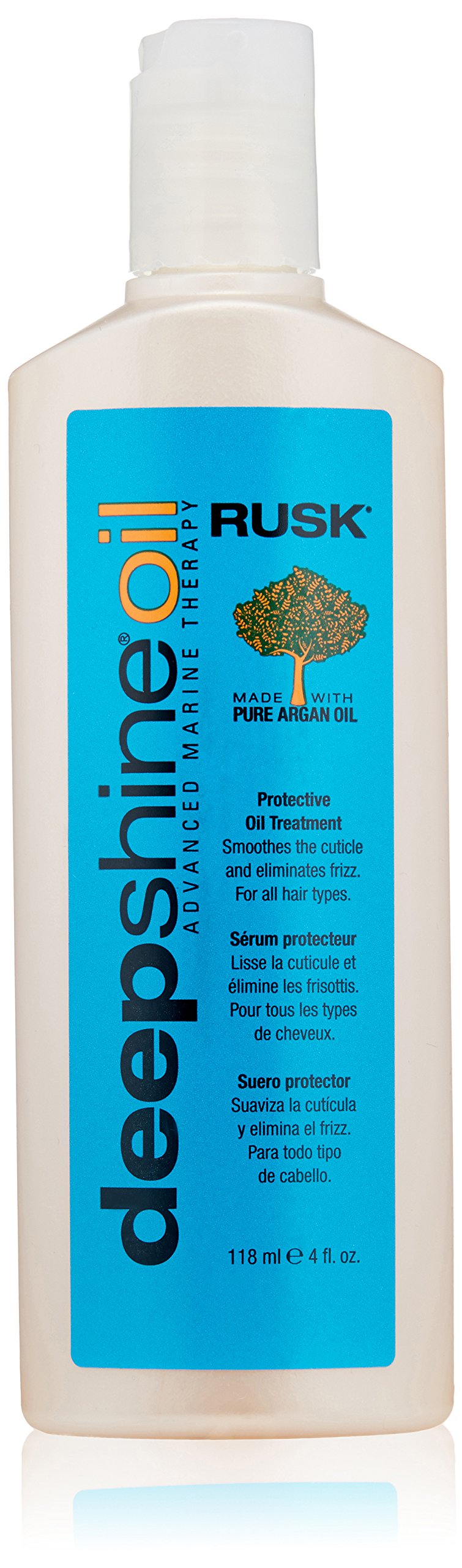 RUSK Deepshine Oil Protective Oil Treatment, Marine Mineral-Enriched Argan Oil Treatment Eliminates Frizz, Improves Elasticity, and Leaves Hair Soft, Silky, and Manageable, 4 Fl Oz (Pack of 1)