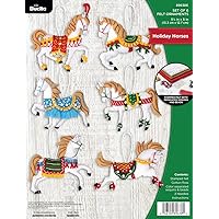 Bucilla, Holiday Horses, Felt Applique 6 Piece Ornament Making Kit, Perfect for DIY Arts and Crafts, 89638E