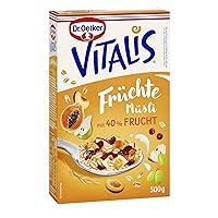 Dr. Oetker Vitalis Fruit Muesli for Breakfast and in Between, Excellent with Milk, Yoghurt or Fruit, Pack of 1, 500 g