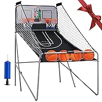 Foldable Electronic Dual Basketball Arcade Game,Double Shot 2Player,8 Game Options w/4 Balls LED Scoring System & Indoor Basketball Game for Kids, Youth Adults