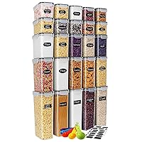 M MCIRCO Airtight Food Storage Containers 25-Piece Set, Kitchen & Pantry Organization, Plastic Storage Containers with Lids, for Cereal, Flour, Sugar, Baking Supplies, Labels & Measuring Cups