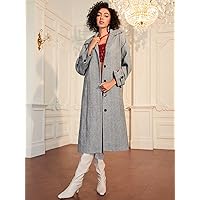 Women's Coats Women's Winter Coats Herringbone Drop Shoulder Overcoat Warmth Special Autumn and Winter Fashion Novel (Color : Light Grey, Size : Medium)