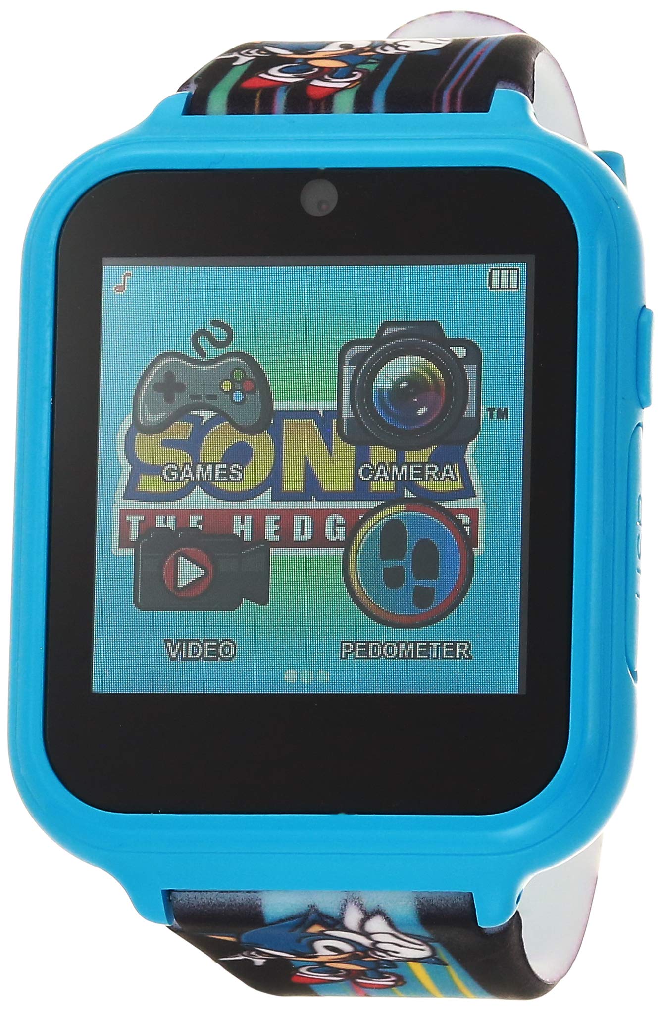 Accutime Kids SEGA Sonic The Hedgehog Blue Educational Touchscreen Smart Watch Toy for Boys, Girls, Toddlers - Selfie Cam, Learning Games, Alarm, Calculator, Pedometer (Model: SNC4141AZ)
