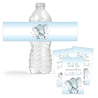Your Main Event Prints Elephant Baby Shower or Birthday Water Bottle Label and Thank You Favor Tag Decoration Bundle