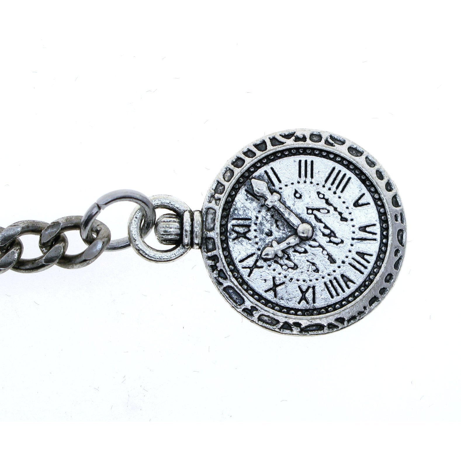 Albert Chain Silver Color Pocket Watch Chains for Men with Mini Pocket Watch Design Fob T Bar AC36