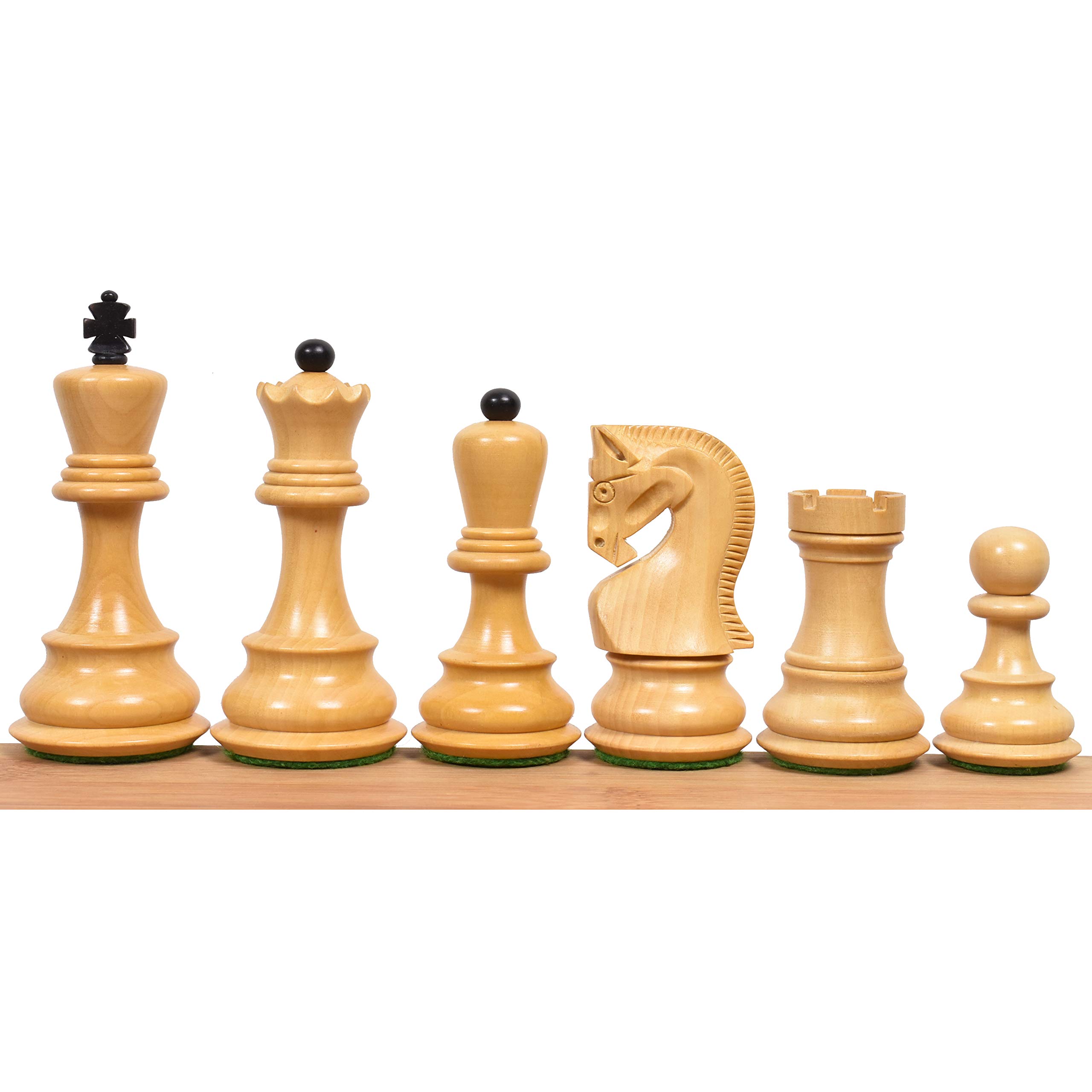 Royal Chess Mall Russian Zagreb Chess Pieces Only Chess Set, Ebonized Boxwood Wooden Chess Set, 3.9-in King, Weighted Chess Pieces for Chess Game (2.3 lbs)