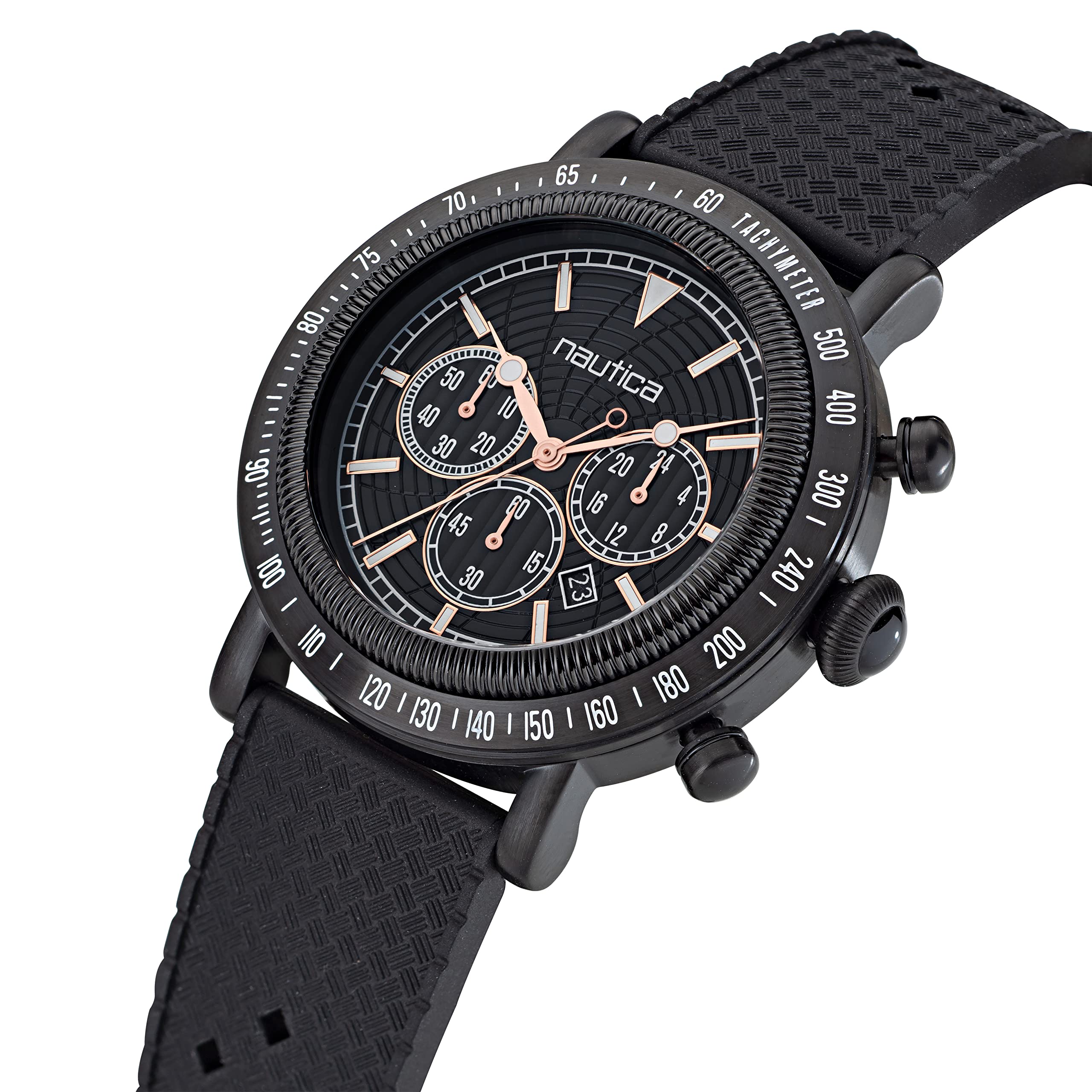 Nautica Men's Spettacolare Reissue Black Silicone Strap Watch (Model: NAPSPF202)
