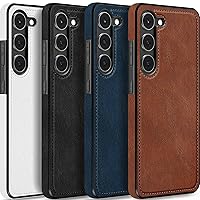 LOHASIC for Samsung Galaxy S23 Plus Phone Case, Classy PU Leather Stitch Retro Vintage S23+ Cover for Men Women, Non-Slip Grip Protective Slim Rugged TPU Bumper, 6.6 Inch, 5G, 2023 - Brown