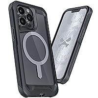Ghostek ATOMIC slim iPhone 13 Case Black with MagSafe Ring Magnet Crystal Clear Back Design Aluminum Metal Bumper Tough Shockproof Heavy Duty Protection Designed for 2021 Apple iPhone13 (6.1