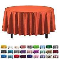 Exquisite 12-Pack Premium Plastic 84-Inch Round Tablecloth, Orange