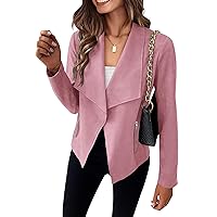 Pretty Garden Womens 2024 Fall Clothes Long Sleeve Open Front Cropped Faux Suede Jacket