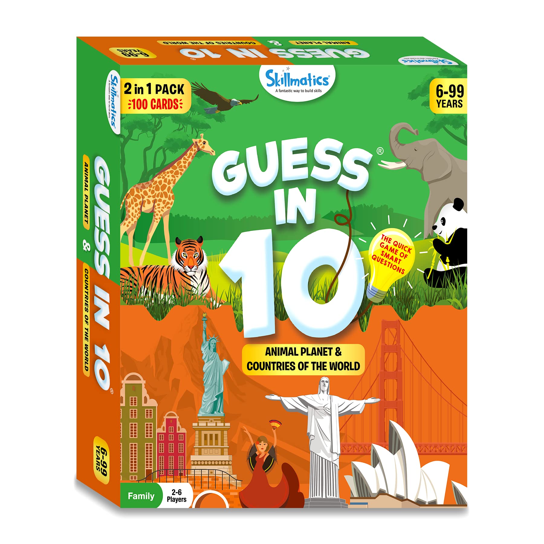 Skillmatics Card Game - Guess in 10 Animal & Countries Combo, Gifts for 6 Year Olds and Up, Quick Game of Smart Questions, Fun Family Game
