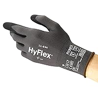 HyFlex 11-840 Ergonomic Abrasion-Resistant Nitrile Foam Industrial Gloves for Automotive, Fabrication, EMS, Utilities - Size 10, Black (12 Pairs)