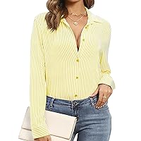 Women's Super Soft Striped Button Down Shirts Long Sleeve Casual Blouses