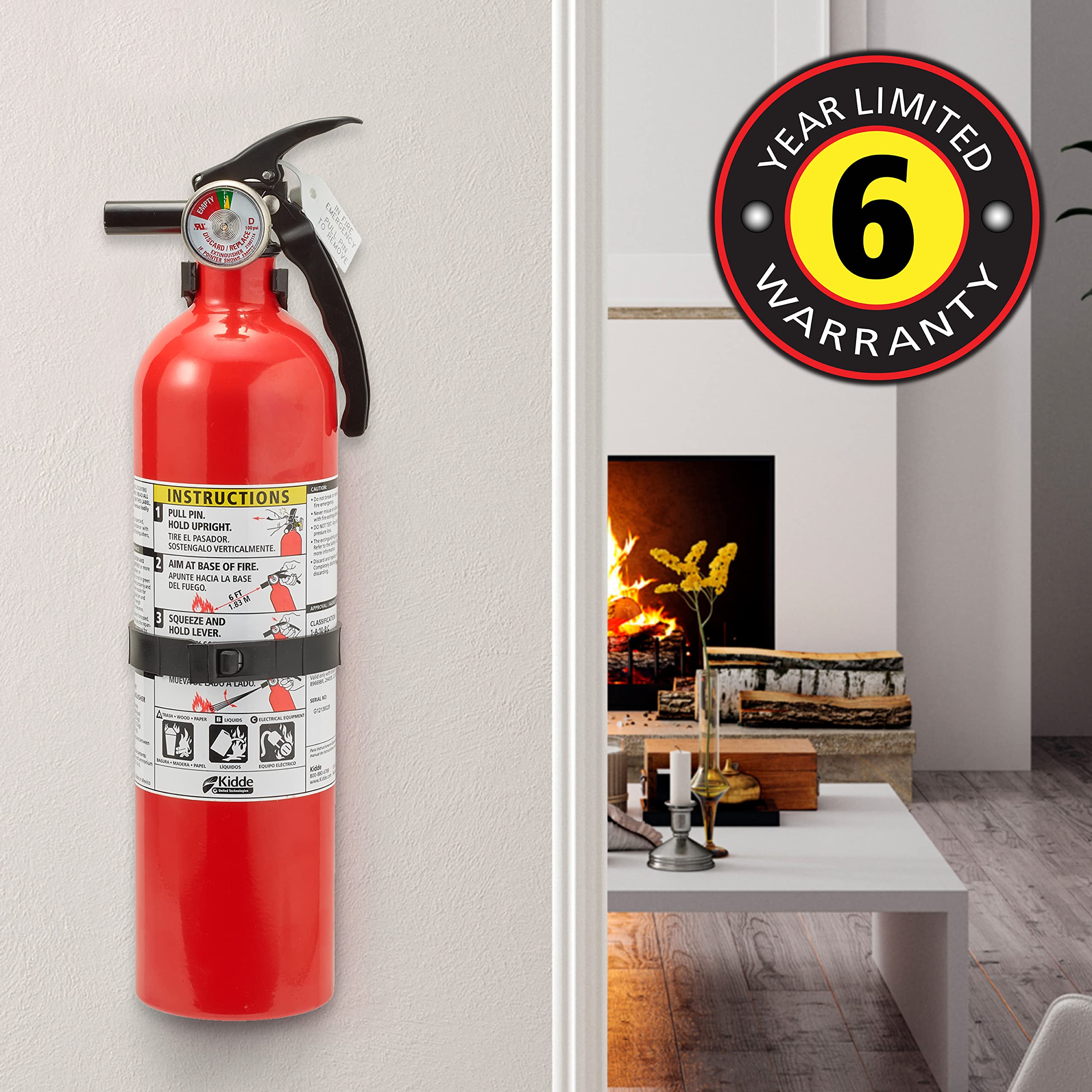 Kidde FA110G Basic Fire Extinguisher, 6 Pack, Red