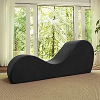 Avana Sleek Chaise Lounge for Yoga-Made in The USA-for Stretching, Relaxation, Exercise & More, 60D x 18W x 26H Inch, Black