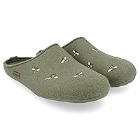 HAFLINGER Api Grey Wool/Bee Motif Womens Slip On Mule Slippers