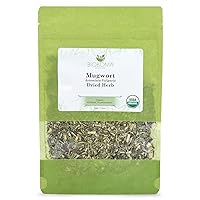 Pure and Organic Mugwort Dried Herb 50g (1.76oz) In Resealable Moisture Proof Pouch, USDA Certified Organic - Herbal Tea, No Additives, No Preservatives, No GMO
