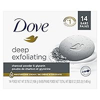 Beauty Bar Soap Deep Exfoliating Charcoal Powder & Glycerin 14 count,for Softer, Smoother Skin,Scrubs Away Impurities 3.75oz
