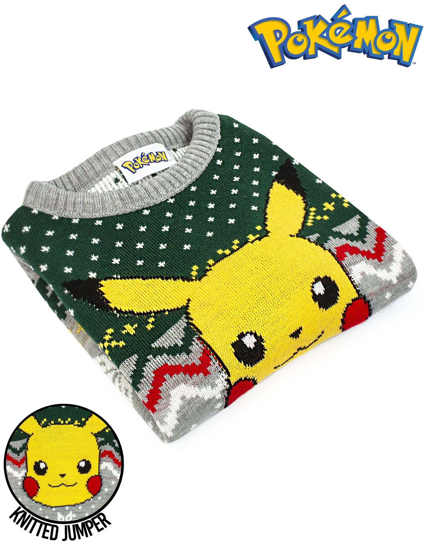 Pokemon Kids Christmas Jumper | Multicolor Festive Holiday Pikachu Long Sleeve Knitted Sweater | Pokémon Warm Pullover Knit