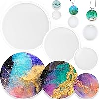 Round Coaster Resin Epoxy Silicone Molds 6-Bundle 2 Disc Circle Tray with Hole Jewelry Casting Necklace Pendant Keychain Charms