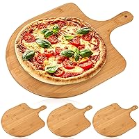 Gerrii 4 Pcs Bamboo Pizza Peel 16 x 12 Inch Pizza Board Pizza Paddle Pizza Serving Board with Ergonomic Handle and Easy Glide Edge for Kitchen Fruit Vegetable Cheese Cutting Oven Baking Accessory