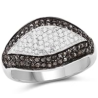 0.51 Carat Genuine Black Diamond & White Diamond .925 Sterling Silver Ring