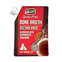 Merrick Grain Free Bone Broth, Premium Human Grade And Gluten Free Dog And Cat Food Topper Pouches, Beef - 16 oz. Pouch