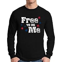 Awkward Styles Men's Free to Be Me Patriotic Long Sleeve T Shirt Tops 4th of July USA Flag National Colors