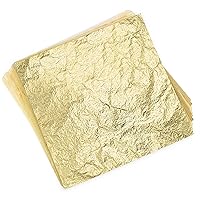 ELANE 200 Pcs Gold Foil Paper, Gold Leaf Flakes Gold Foil Flakes Foil  Sheets for Crafts,Gold Foil for Nails (5.5*5.5,100Gold+100Silver)