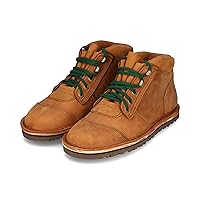 JIM GREEN Men's Barefoot African Ranger Boots Lace-Up Water Resistant Full Grain Leather Work or Hiking Boot
