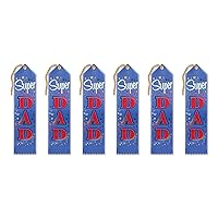 Super Dad Award Ribbons, 2 by 8-Inch, Multicolor, 6-Pack