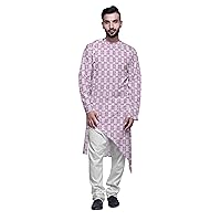 Designer Printed Summer Wear Long Kurta with White Pajama Set for Men
