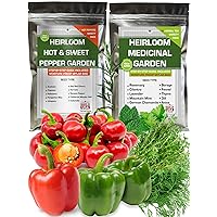 Garden-Ready Medicinal Herbal Seeds Including Most Popular Sweet and Hot Pepper Varieties - Great for Planting Indoor, Outdoor and Hydroponic - Non-GMO, USA Grown - Total 20 Individual Bags with Most