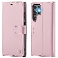 for Samsung Galaxy S24 Ultra Wallet Case with RFID Blocking Credit Card Holder, PU Leather Flip Kickstand Protective Shockproof Cover Women Men for Samsung S24Ultra Phone case(Rose Gold)