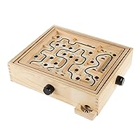 Labyrinth Wooden Maze Game with Two Steel Marbles, Puzzle Game for Adults, Boys and Girls by Hey! Play! , Tan