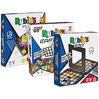 Rubik's Pack & Go, 3 Game Bundle Race Flip Capture 2-Player Sequence Board Games 3D Puzzle Travel Game Gift Set, for Adults & Kids Ages 7+ Amazon Exclusive