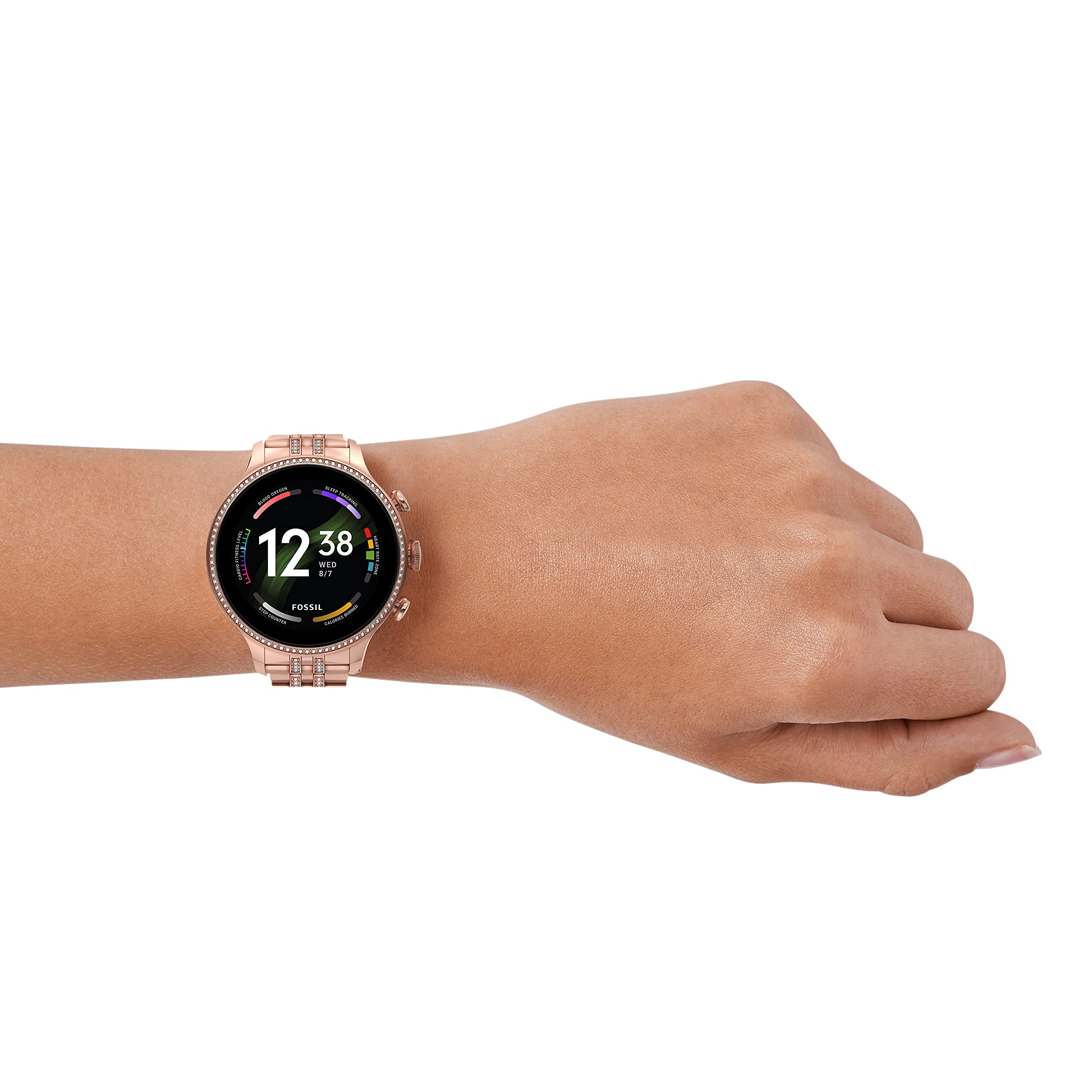 Fossil Women's Gen 6 42mm Touchscreen Smart Watch with Alexa Built-In, Fitness Tracker, Sleep Tracker, Heart Rate Monitor, GPS, Speaker, Music Control, Smartphone Notifications