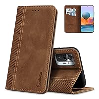 Case for Vivo T1 4G 44W(V2153)/iQOO Z6 44W Premium PU Leather Flip Wallet Case with Magnetic Closure Kickstand Card Slots Folio Phone Case Cover Shockproof Light Brown