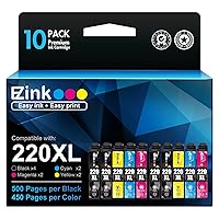 E-Z Ink (TM Remanufactured Ink Cartridge Replacement for Epson 220 XL 220XL T220XL to use with WF-2760 WF-2750 WF-2630 WF-2650 WF-2660 XP-320 XP-420 XP-424(4 Black, 2 Cyan, 2 Magenta, 2 Yellow)10Pack
